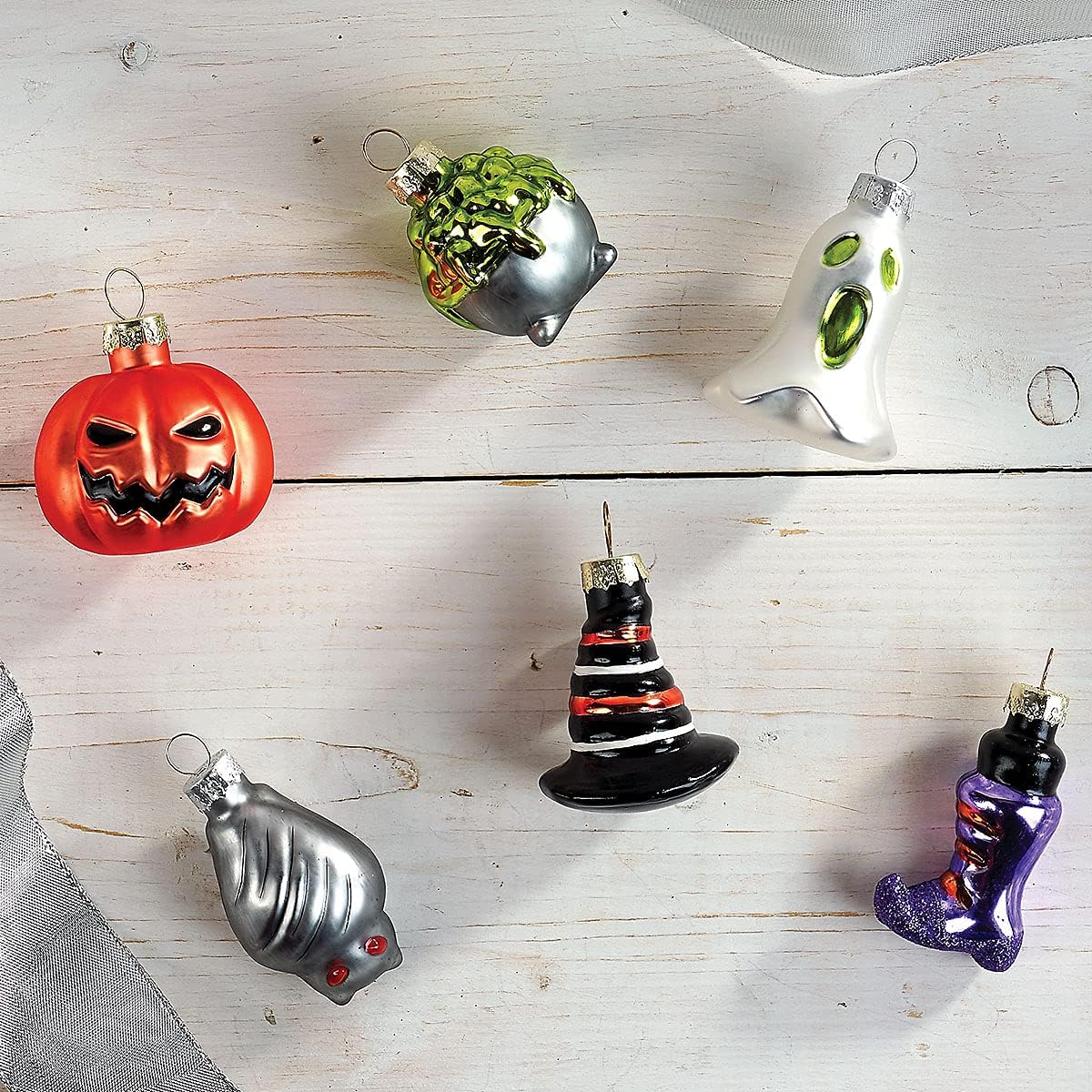 Lillian Vernon Glass Halloween Figures Ornaments - Set of 12, Holiday Home Décor, Ghost, Jack, Witches Hat - Image 6