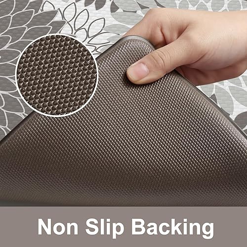 Miniatura 4 de Tapete de cocina antifatiga, 2 piezas, alfombras de cocina florales bohemias con parte trasera de goma antideslizante, tapete de cocina impermeable