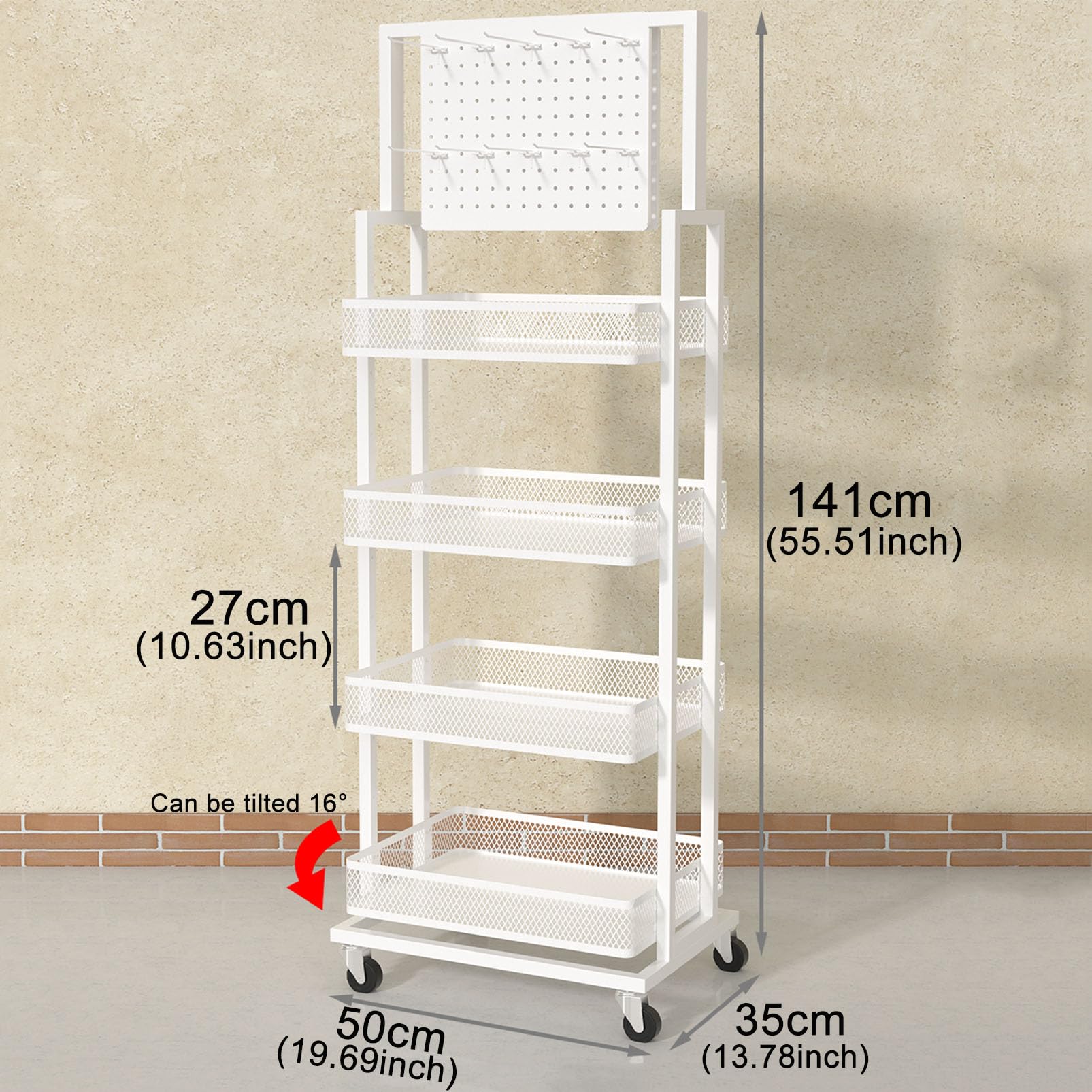 Espositore per Snack in Metallo con Ruote e 10 Ganci, Pratico e Versatile Supporto Organizer per Negozi, cucine o uffici.