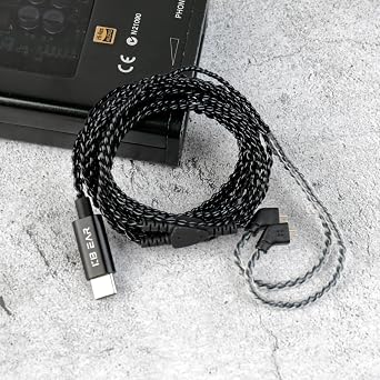 keephifi 1.5m/5ft CX01 2PIN USB C IEM Cable with Mic