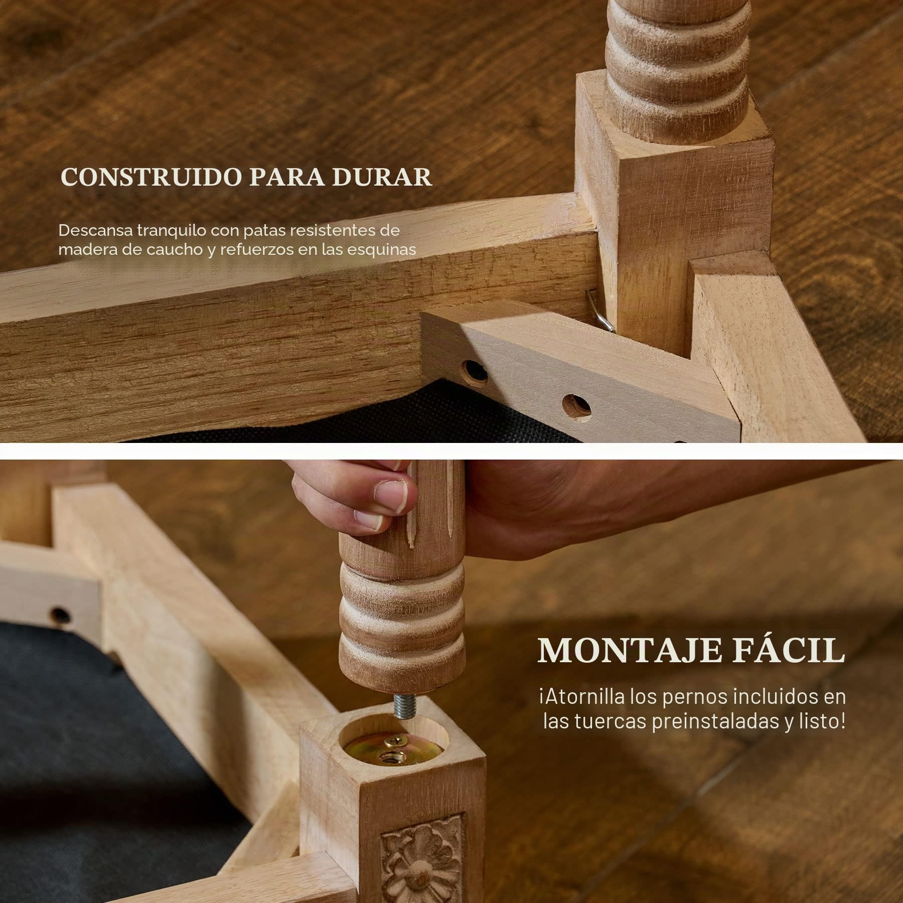 VONLUCE Banco de Pie de Cama 30x40x47 cm Taburete Vintage con Asiento Acolchado y Patas de Madera