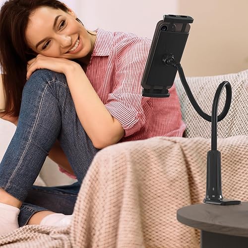 Miniatura 5 de LEVO Soporte ajustable para teléfono celular, soporte de cuello de cisne con abrazadera para teléfono y tableta con brazo largo flexible, soporte