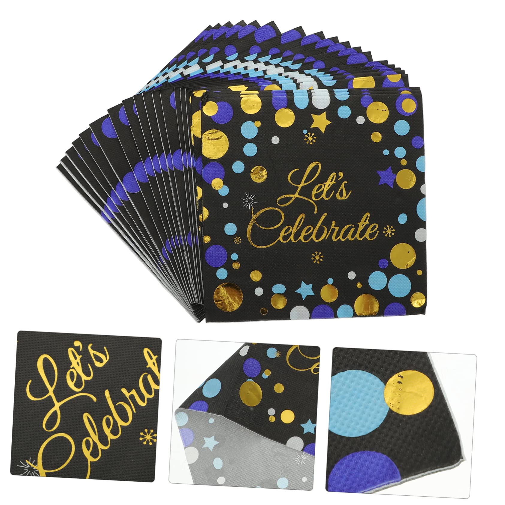 MAGICLULU 3 Sätze Bronzier Servietten Goldene Servietten Partyzubehör Eid Mubarak Partygeschirr Getränke Aus Papier Jungfräulicher Zellstoff Black 40 Stück * 3