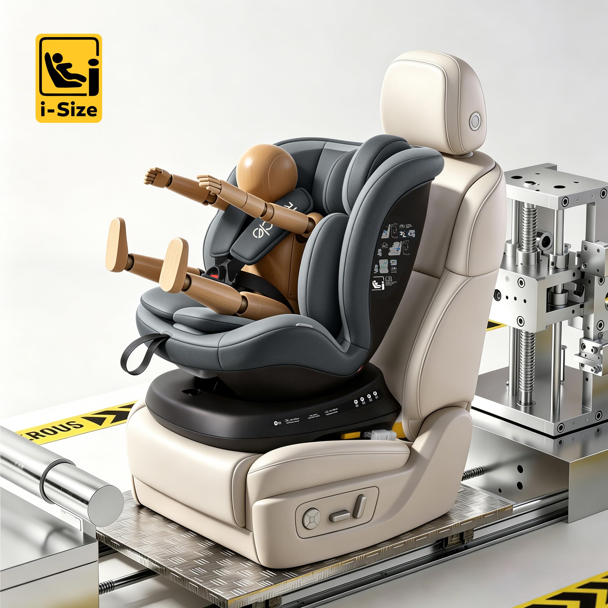 Reecle I-Size Silla de Coche Giratoria 360 con ISOFIX, 40-150cm