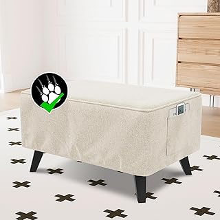 H.VERSAILTEX Sturdy Ottoman Cover Folding Storage Stool Furniture Protec...