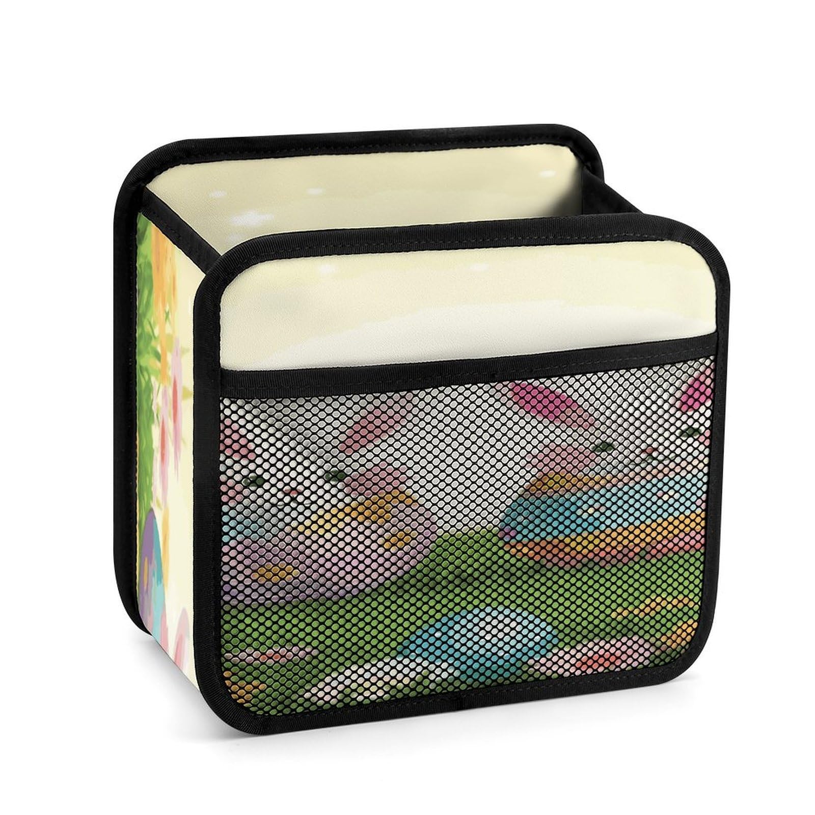 Btcowzrv Style Happy Easter Day Car Seat Back Organizer, Pu Leather Hanging Backseat Car Organizer With Elastic Mesh Pocket, Storage Bag For Most Vehicles