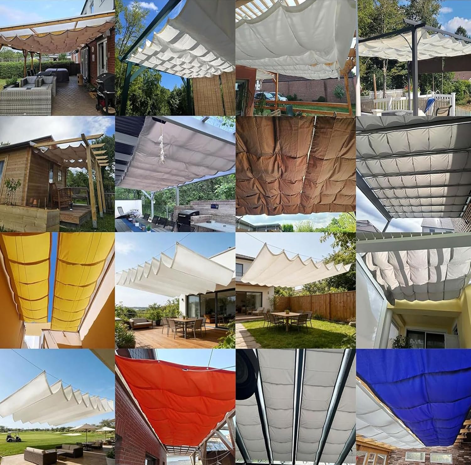 Vela Parasole a Onda Retrattile 2 x 12.75 m Resistente Agli Strappi, Resistente Alle Intemperie Tenda da Sole a Onda Retrattile Copertura Regolabile per Ombra per Esterno, Terrazzo, bianco