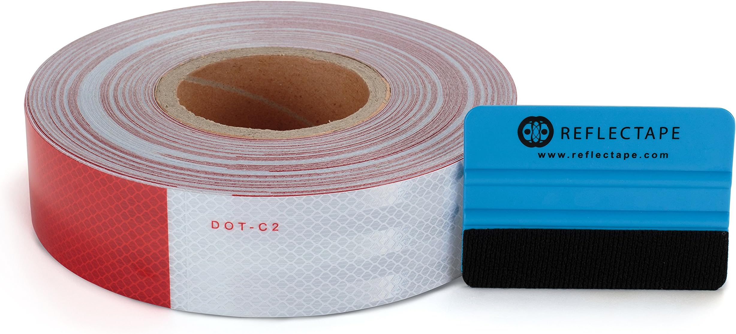 DOT Reflective Tape - 2 inches x 150 feet long - 11 inch Red/7 inch White Safety Strips for Trailer Vehicle Car Truck w/Bonus Applicator by Reflectape