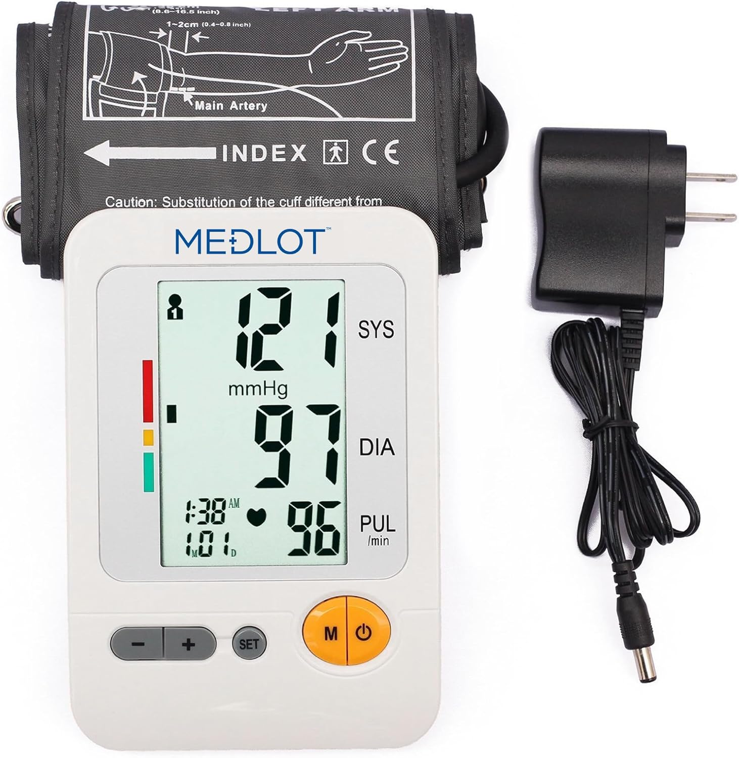 LotFancy Blood Pressure Monitor Upper Arm Large Cuff 8.6-16.5”, Accurate Digital BP Gauge Machine, Dual Power Home Heartbeat Meter, 4 User, 120 Readings Memory, Large LCD Display
