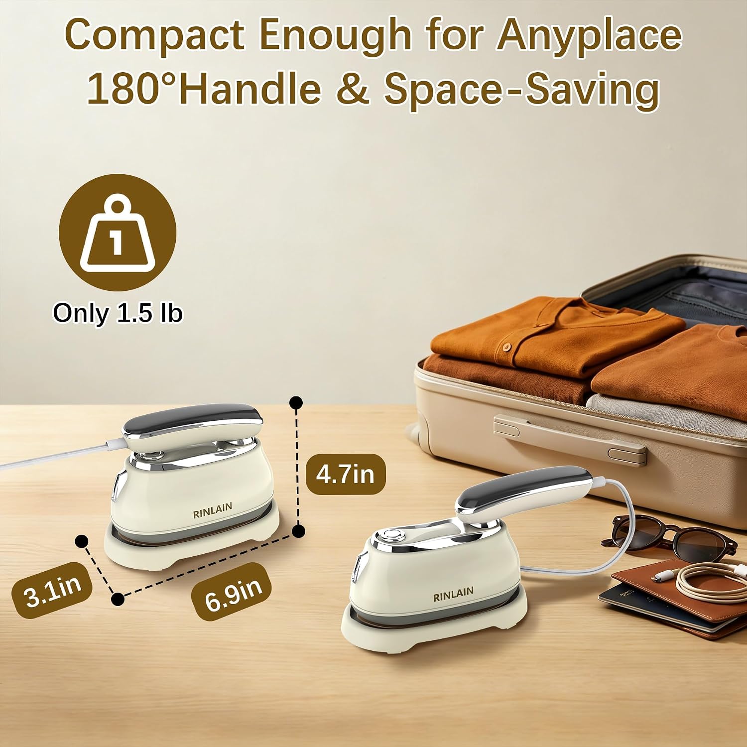 Steamer for Clothes, 2-in-1 Garment Steamer & Steam Iron for Clothes, 1200W Travel Steamer for Clothes, Max 25g/min Steam, Handheld Steamer & Portable Iron for Quick Wrinkle Removal, 110-120V