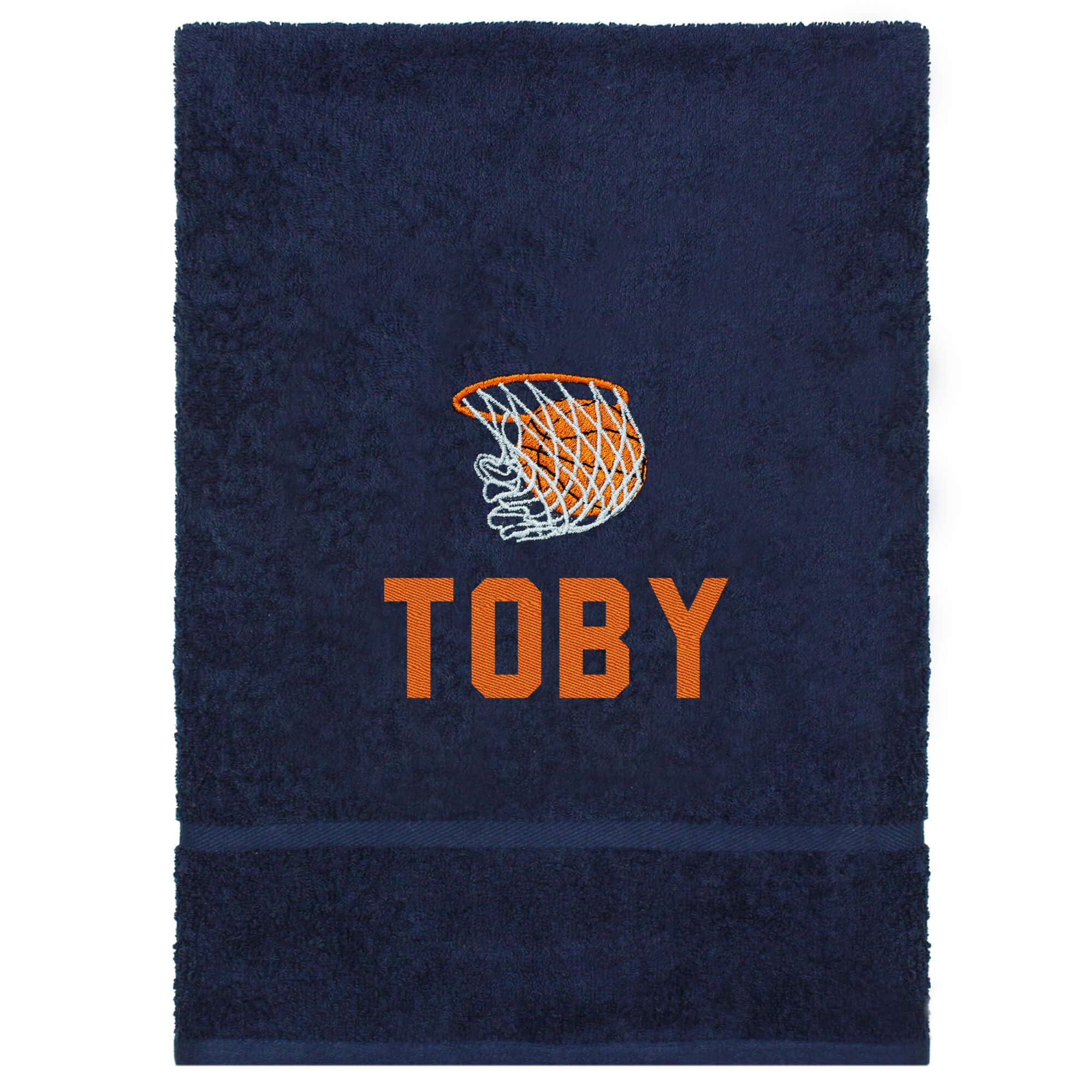 TeddyT's Personalised Basketball Embroidered Design Hand Towel (Navy Blue)