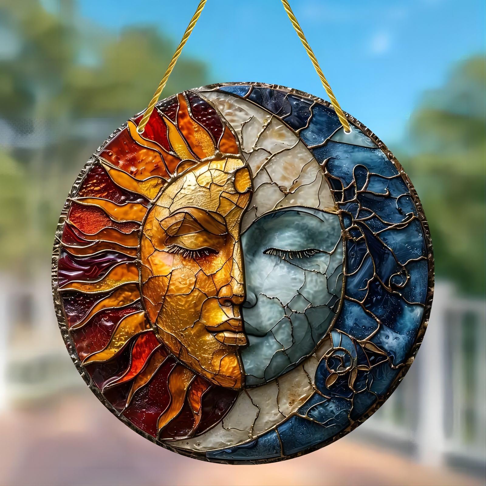 Colorful Acrylic Suncatcher for Windows 2D Garden Hanging Ornaments Outdoor Sun Catcher Window Decorations for Garden Patio Window Balcony (8 * 8in)