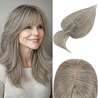 Vista 18 de Rich Choices Postizo de Cabello Humano 100% Real con Flequillo - Postizo de Cabello Remy Real para Mujeres con Adelgazamiento en la Parte Superior