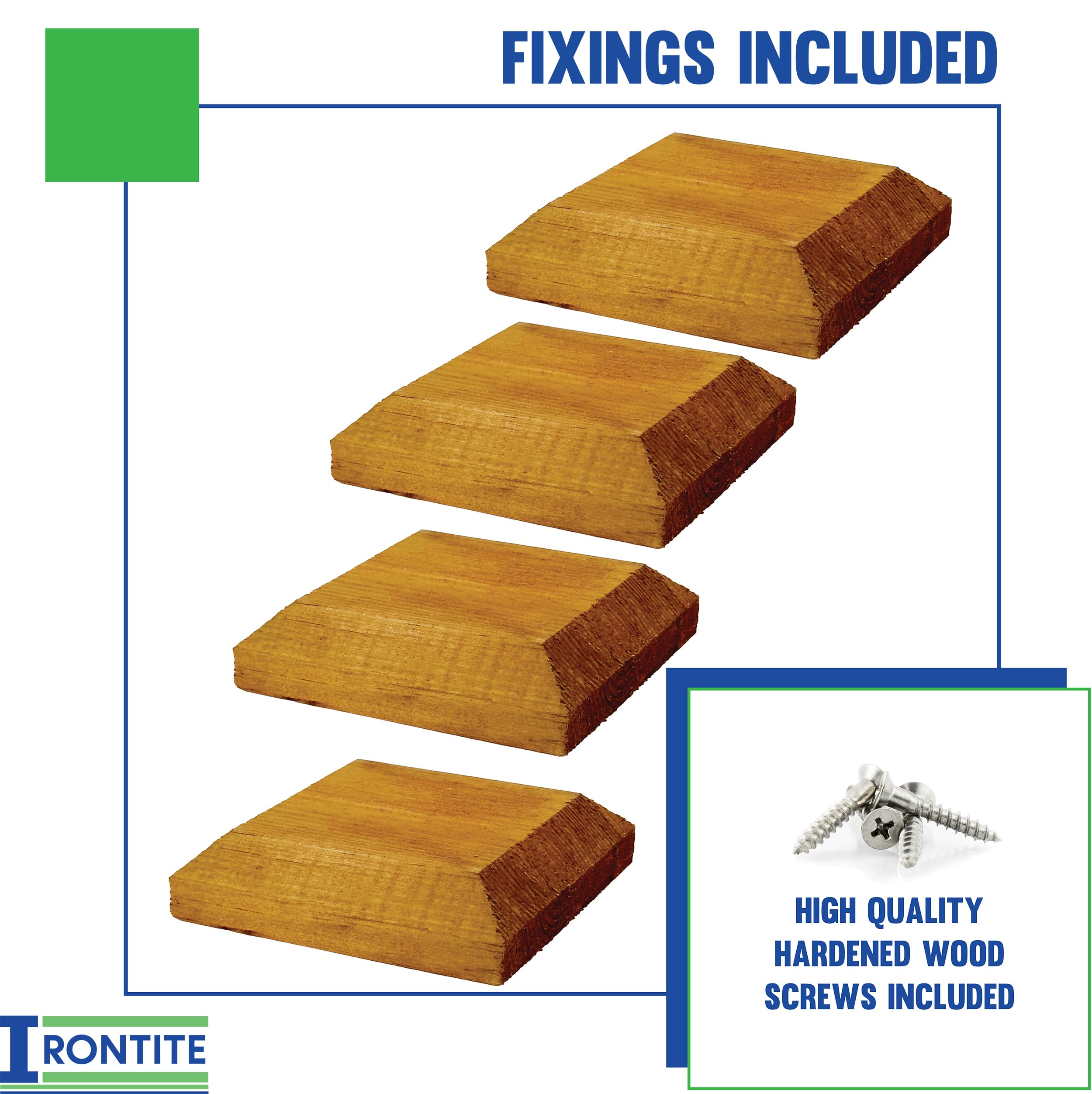 IRONTITE® Paquete de 4 tapas de madera para postes de valla de 3 x 3 pulgadas, para postes cuadrados de 75 mm. Protege tus postes con este protector de postes de valla de madera (marrón)