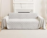 Vista 15 de AIVIA - Funda de cobija para sofá de dos plazas, fundas de cojín antideslizantes tejidas de algodón para sofás de 2 plazas con reposabrazos