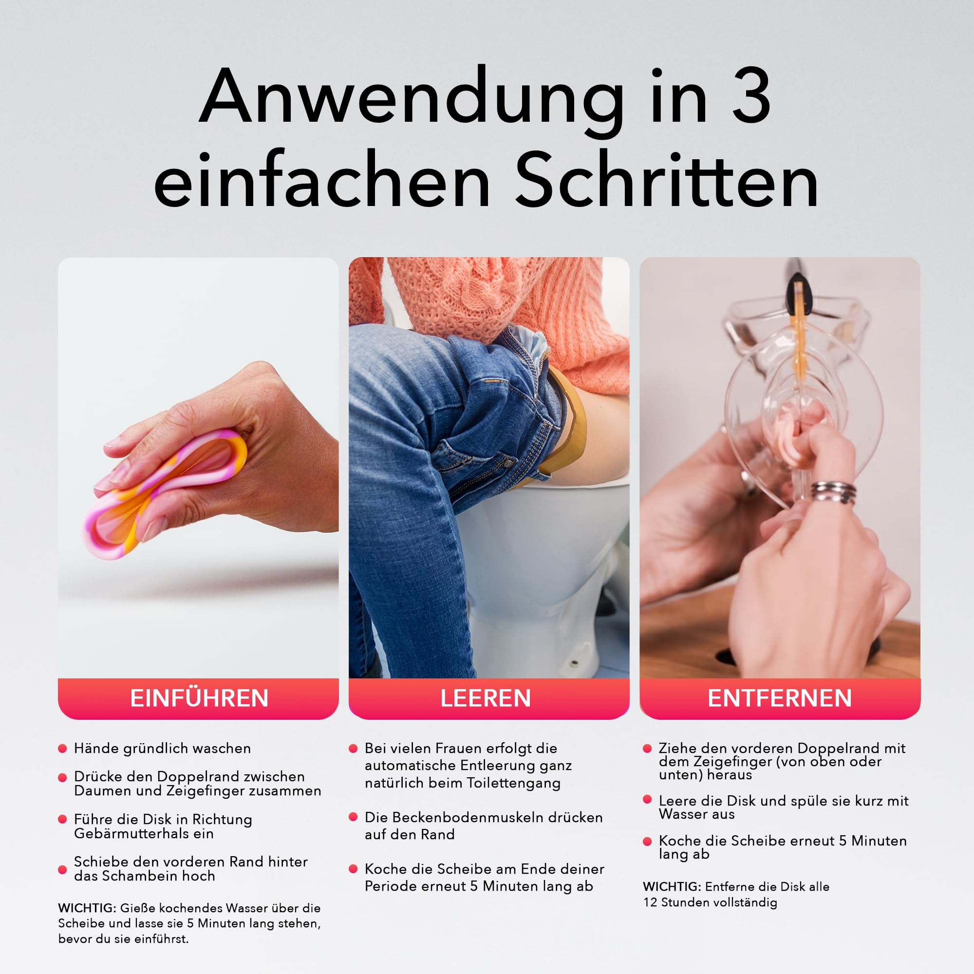 PERIOD Wiederverwendbare Menstruationsdisk – Menstruationsscheibe aus platinvernetztem medizinischem Silikon, mit automatischer Entleerungsfunktion – komfortabel für alle Phasen der Menstruation, M/L