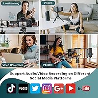 Vista 9 de Mini micrófono inalámbrico 3 en 1 para iPhone y cámara de teléfono Android, micrófono de solapa Bluetooth Lavalier para grabación de video