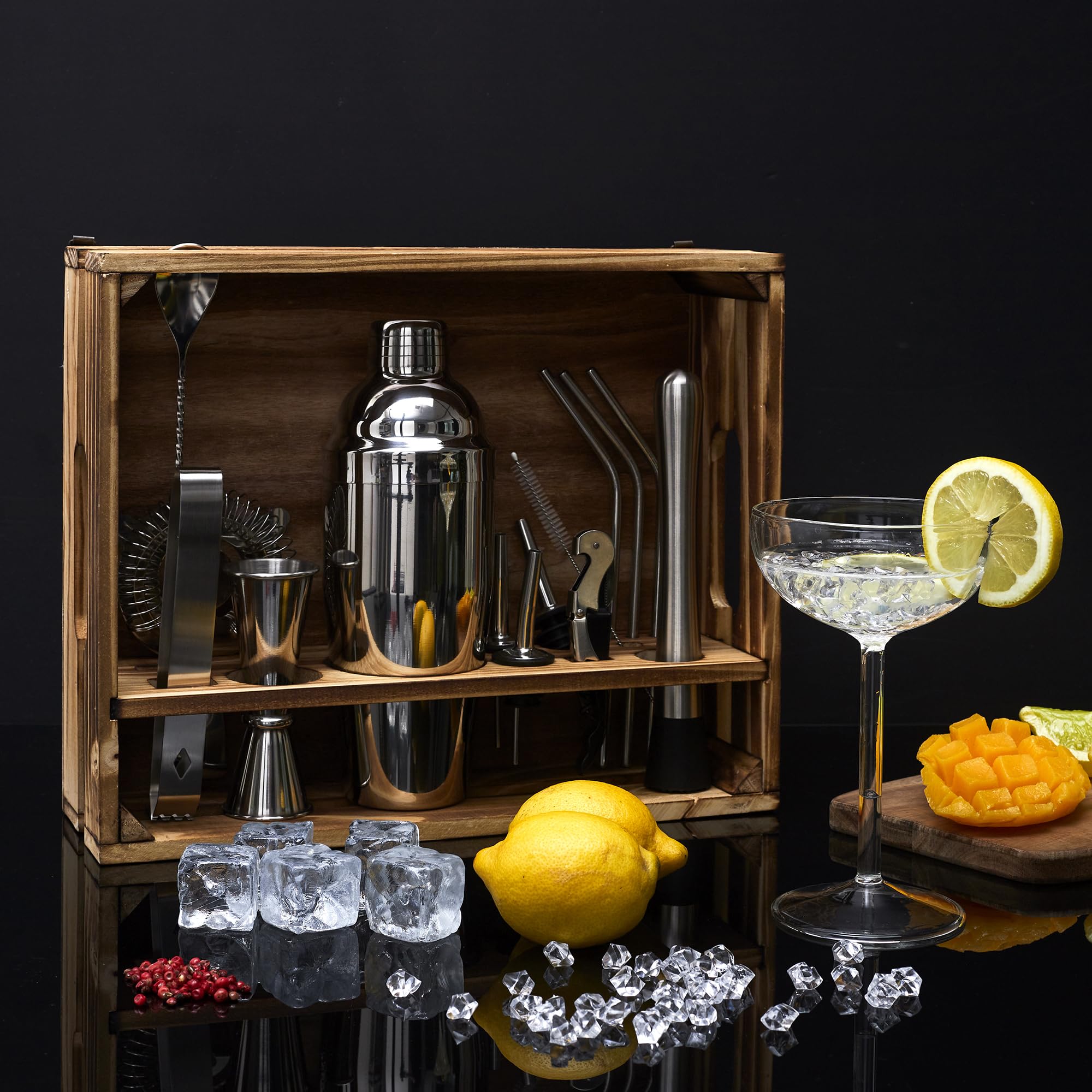 COOK CONCEPT - KV7349 - Cocktail Set - 15 Accessori per la tavola Bevanda Aperitivo, Cocktail, Birra, Succhi, Antipasto, Alcool, Liquore