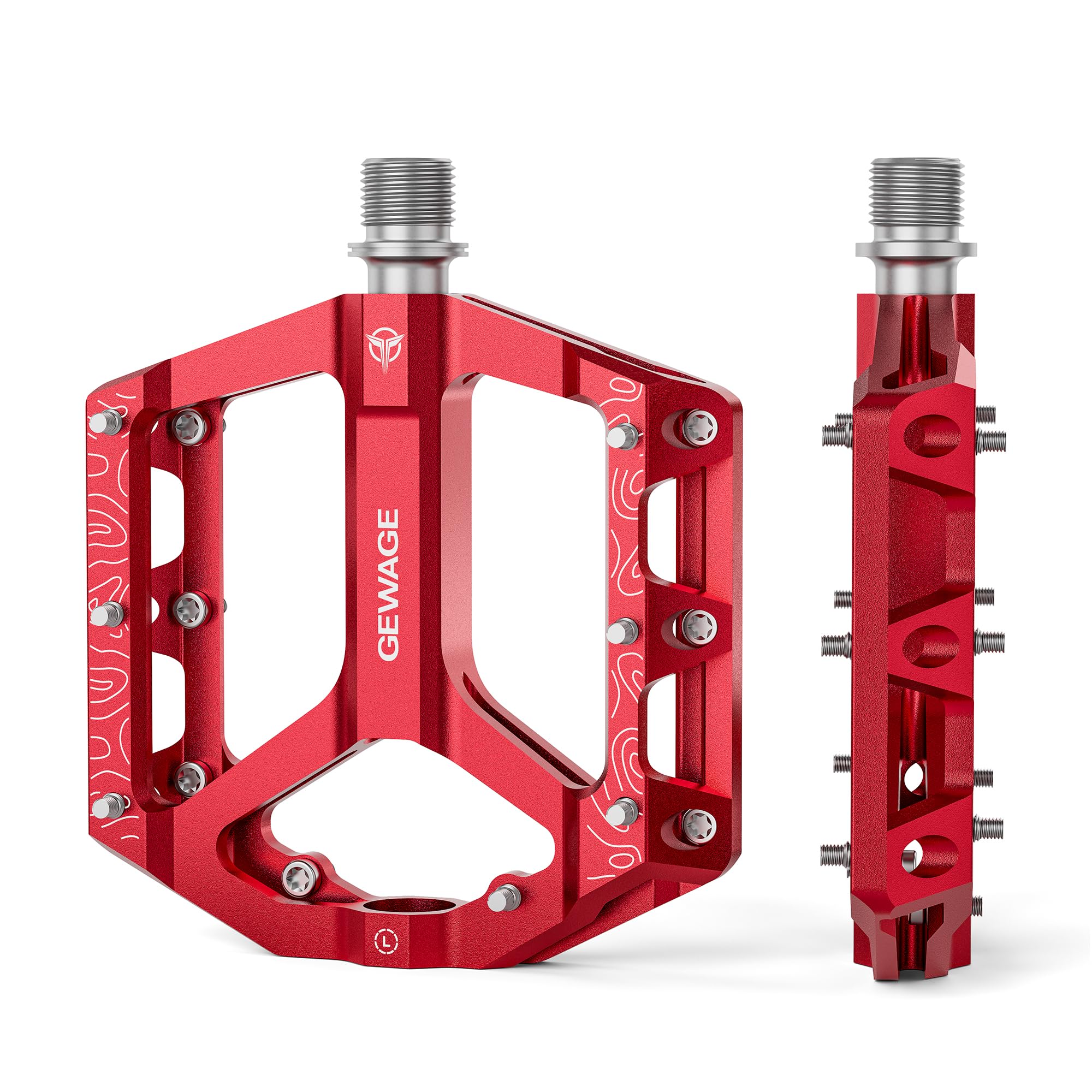 Road/Mountain Bike Pedals -Non-Slip Bicycle Flat Pedal Aluminum 9/16" - 3 Sealed Bearing Lightweight Platform Pedals for Road Mountain BMX MTB Bike (RED) — image 1