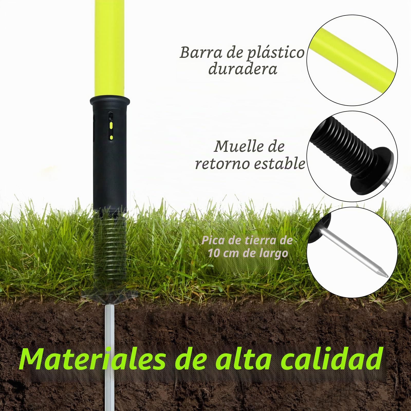 Froadp Juego de 6 barras de slalom de plástico para fútbol, accesorios de entrenamiento para perros, juego de entrenamiento de fútbol con puntas de metal y plumas para entrenamiento de coordinación de fútbol (juego de 6)
