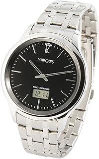 MARQUIS Herren Funkuhr, Gehäuse und Armband aus Edelstahl, Faltschließe 983.4104