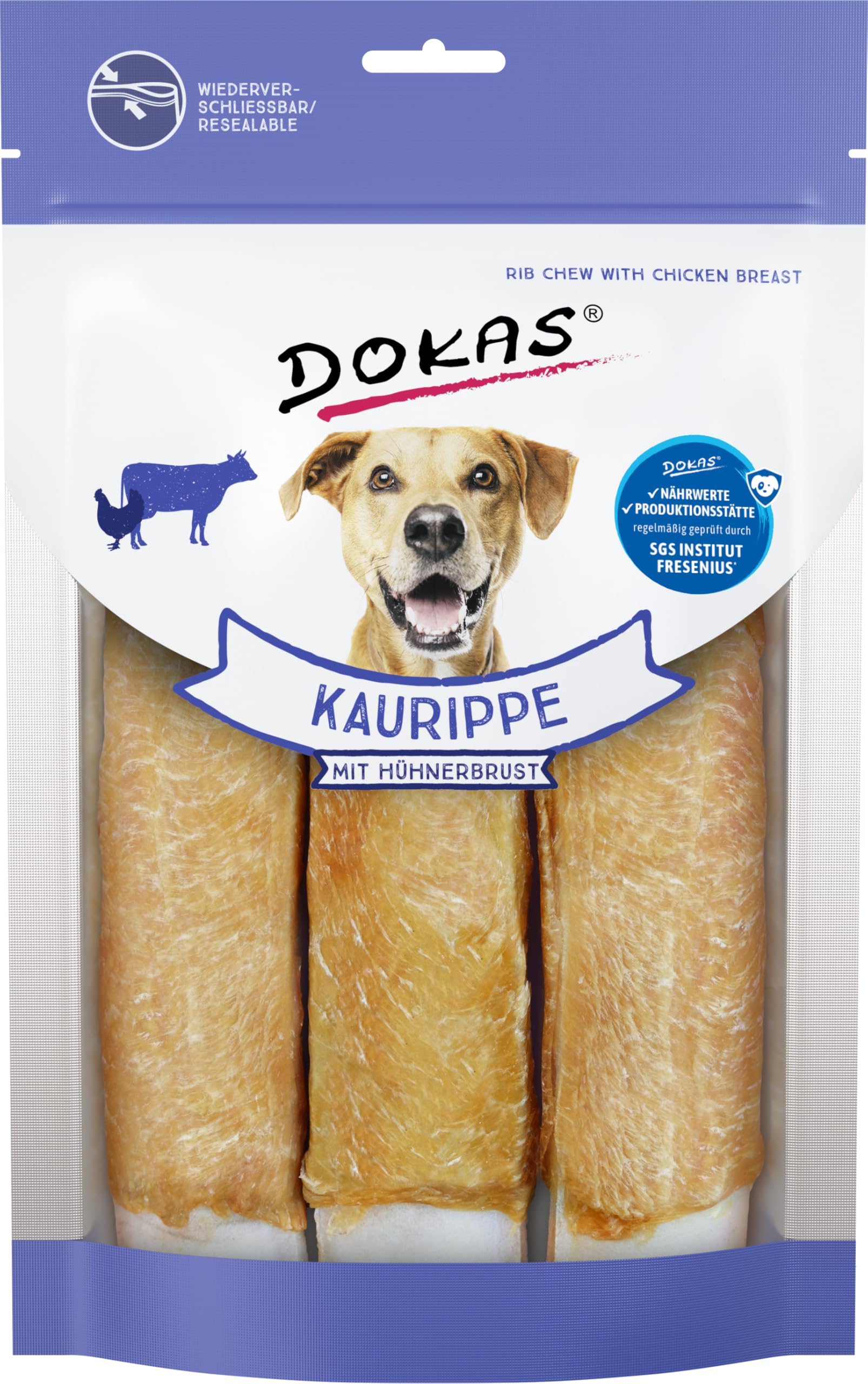 Dokas Dog Kaurippe mit Hühnerbrust für Hunde - 10 x 210 g