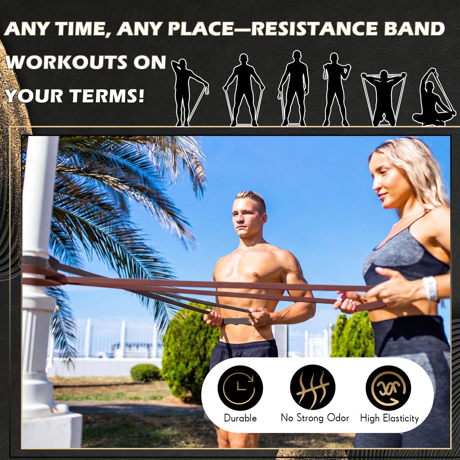 Seenelling 5 fasce di resistenza di livello | Fasce di assistenza per trazioni, esercizi per allenamento completo del corpo, assistenza per trazioni, stretching