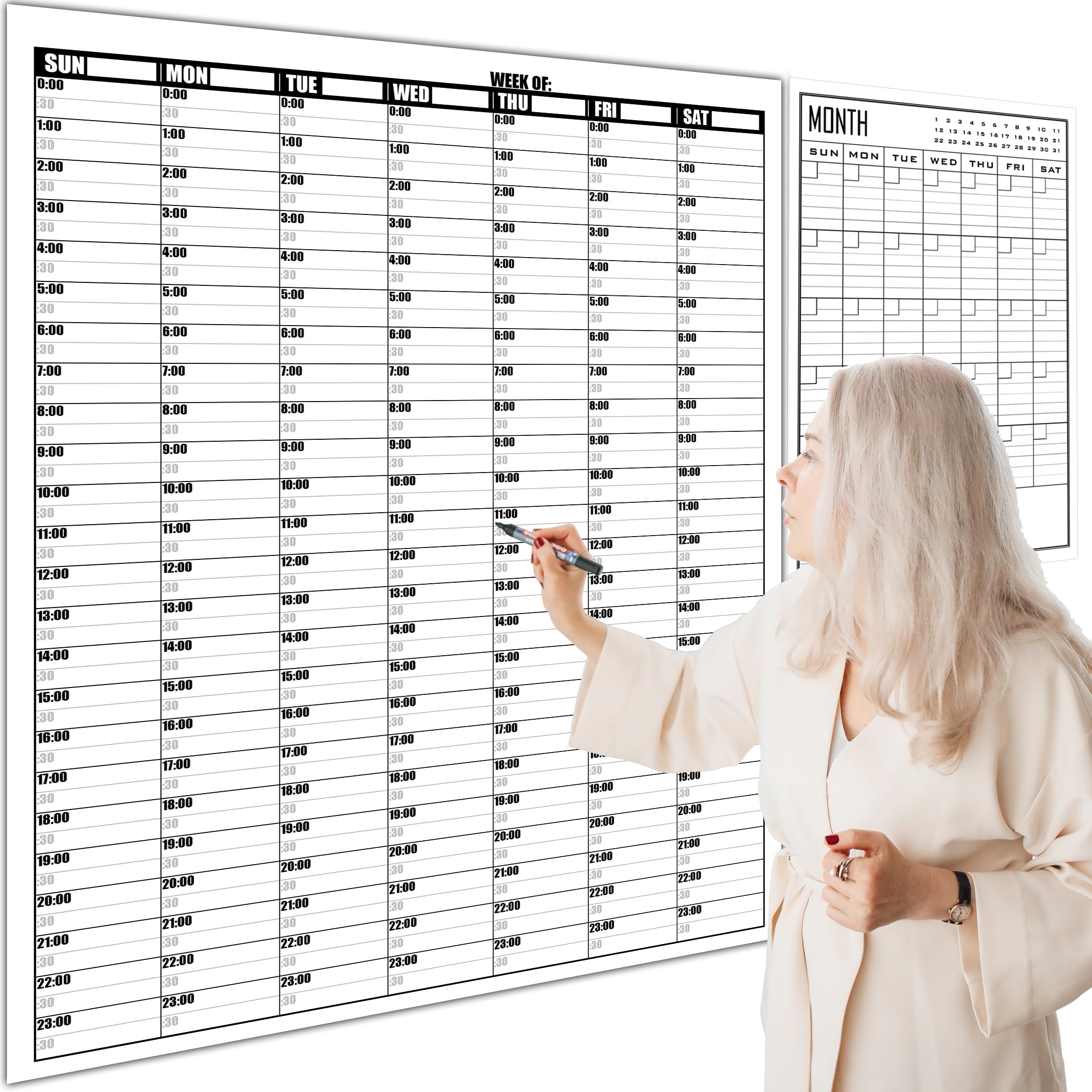 Weekly Schedule Whiteboard Magnetic Dry Erase Weekly Planner With Hourly Time Slots - 16.5x11 Inch Fridge Calendar For Family Schedule & Chores Chore Chart For Kids Multiple Kids