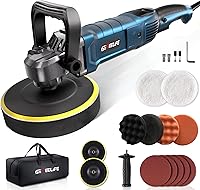 GEVEELIFE 1600W 6-7 Inch Rotary Car Buffer Polisher Waxer - 7 Variable Speeds 1000-3500 RPM, Detachable Handle for Detailing Cars, Boats, Floors