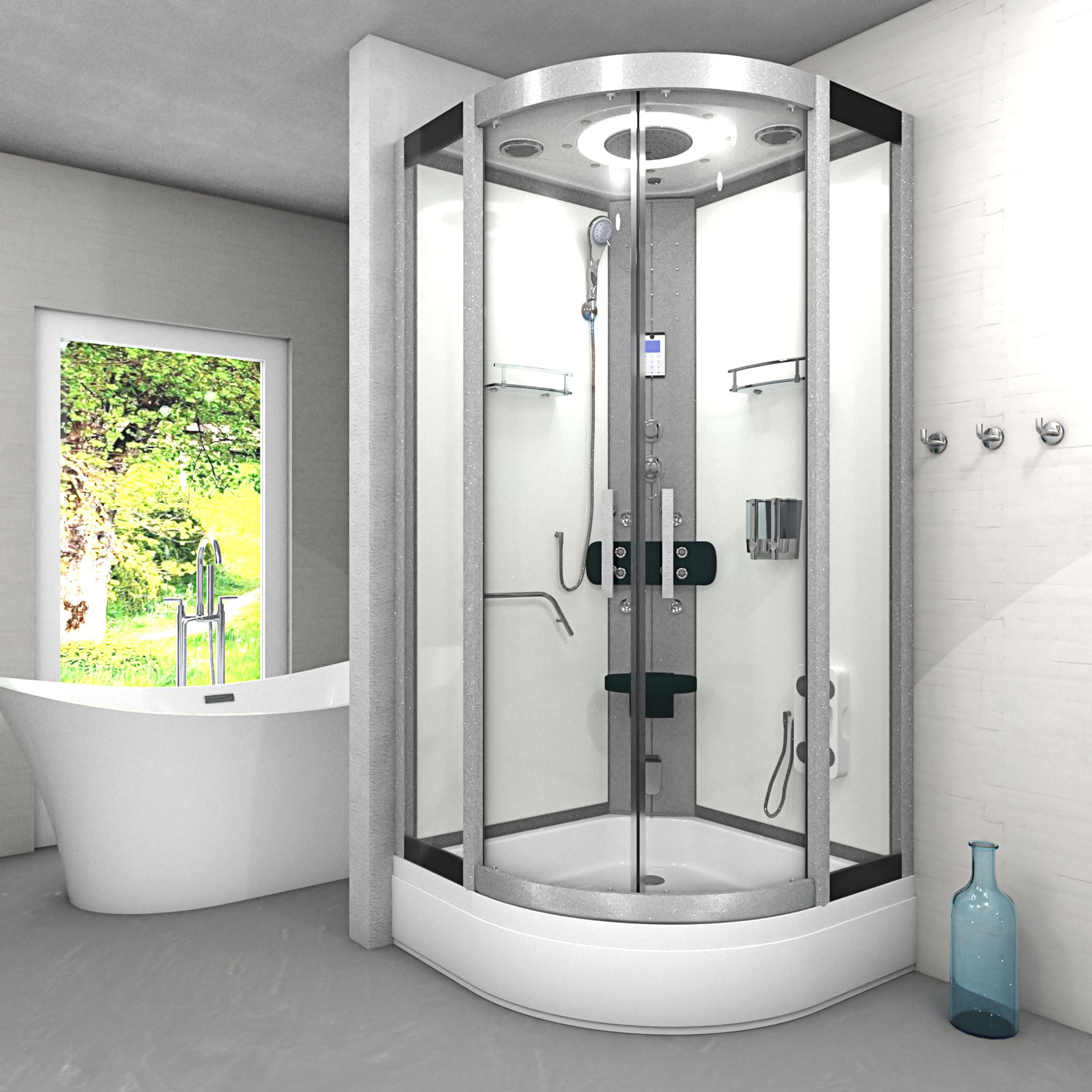AcquaVapore Dampfdusche Duschkabine Sauna Dusche D58-50T2-EC 90x90 cm mit 2K Scheiben Versiegelung