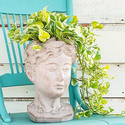 BRECK'S - Greek Goddess Head Planter - Decorative Resin Planter Will add a Classic Feel to Your Garden