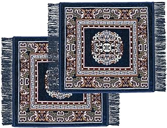 Prayer Aasan/Mat Traditional Design Velvet Aasan | Meditation Prayer Carpet Mat | Pooja Aasan Mat | Multipurpose Premium Velvet Rug Mat Pack of 2-Blue