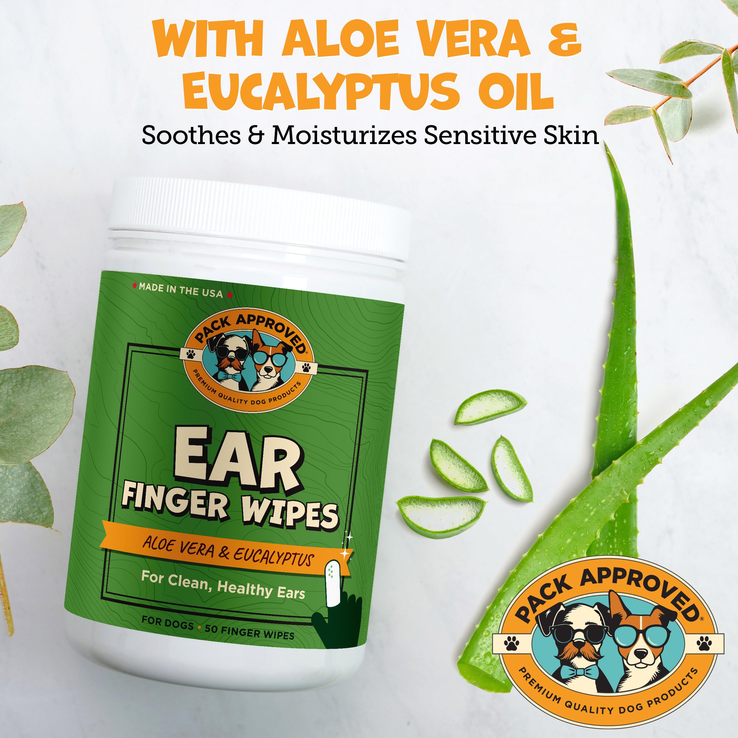 Finger Ear Wipes for Dogs with Aloe Vera and Eucalyptus - Convenient, Extra-Coverage, and Large Design Dog Ear Cleaning Wipes - Removes Wax and Freshens Ears - 50 Wipes - image 4