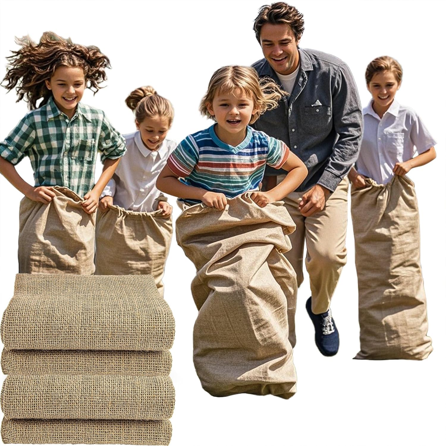 MAQIHAN 4 PCS Burlap Sacks Bulk - Natural Burlap Bags for Potato Sack Race, Plant Grow Bag, Idea for Grain Storage, Landscape Decor, Picnic and Field Games(Size 18 x 28.7 Inch) (Pack of 2)