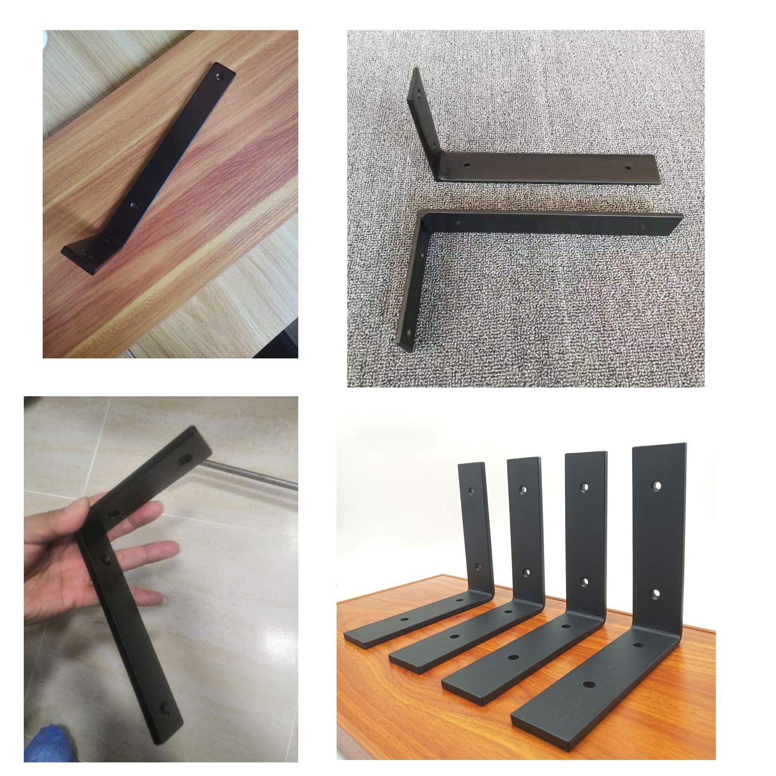LIGUOYI Schwerlast-Konsole, 2 Stück Regalhalterung Schwarz, Metall Eisen, Rechtwinklig, 90 Grad Winkel, Robust, Ohne Brett, Küche, Bad, Wohnzimmer, Wandregalhalter, Tragkraft 200 Kg
