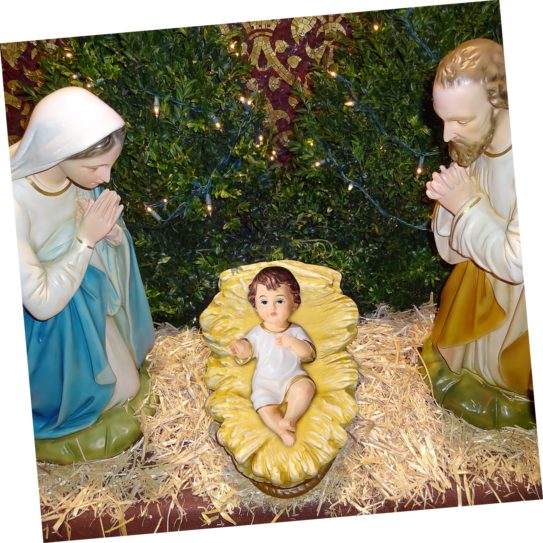 Toyvian Krippenfiguren Jesuskind Figur aus Weißem Kunstharz mit Feiner Handwerkskunst für Home und Office als Religiöse Dekoration