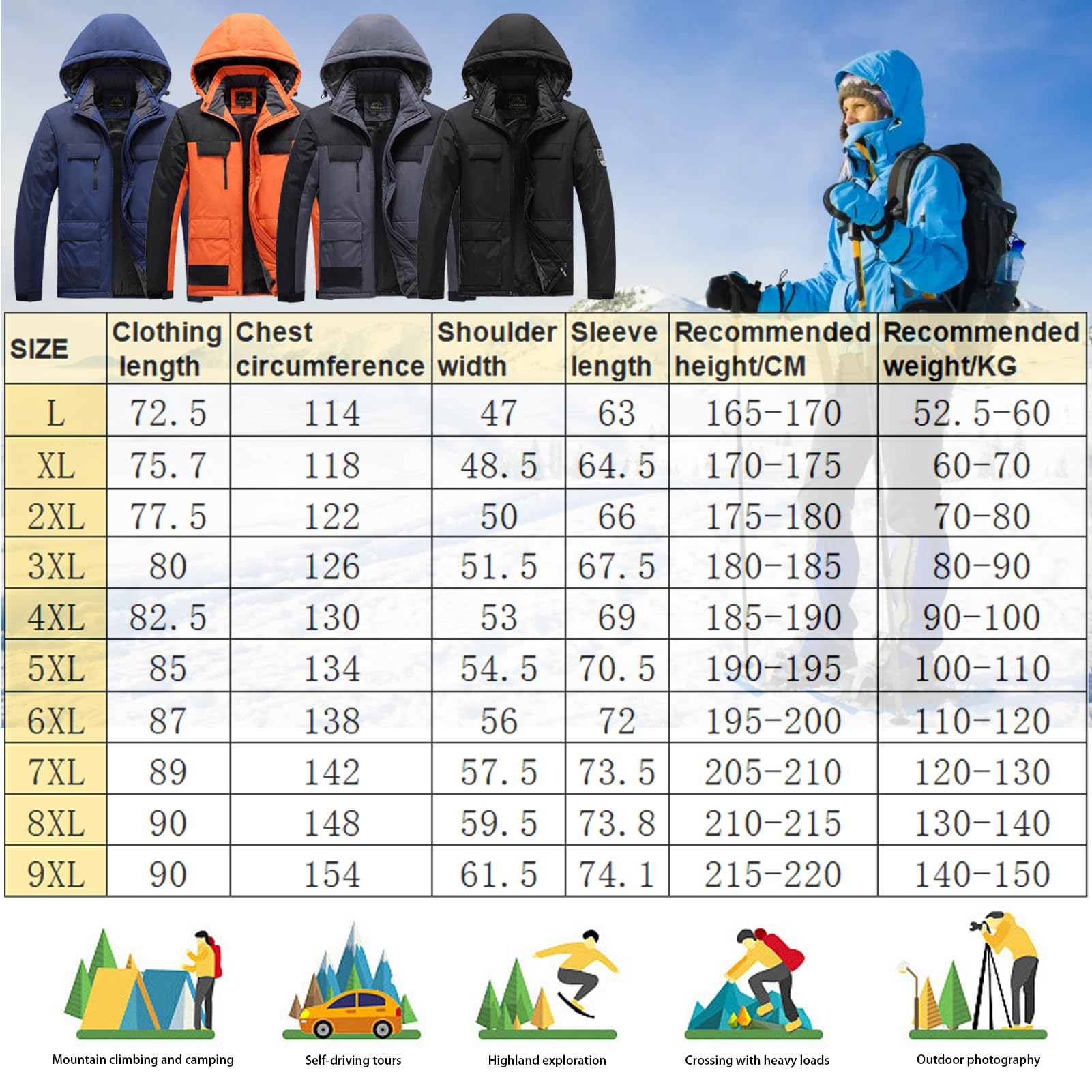 Chaqueta De Esquí Para Hombre Impermeable Y Abrigada- Cortavientos Capucha Desmontable, Snowboard Montaña Invierno Exterior