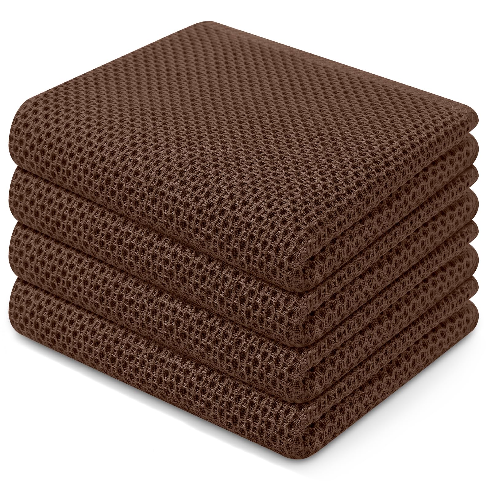 Homaxy 100% Cotton Waffle Weave Kitchen Dish Towels 4-Pack, Coffee