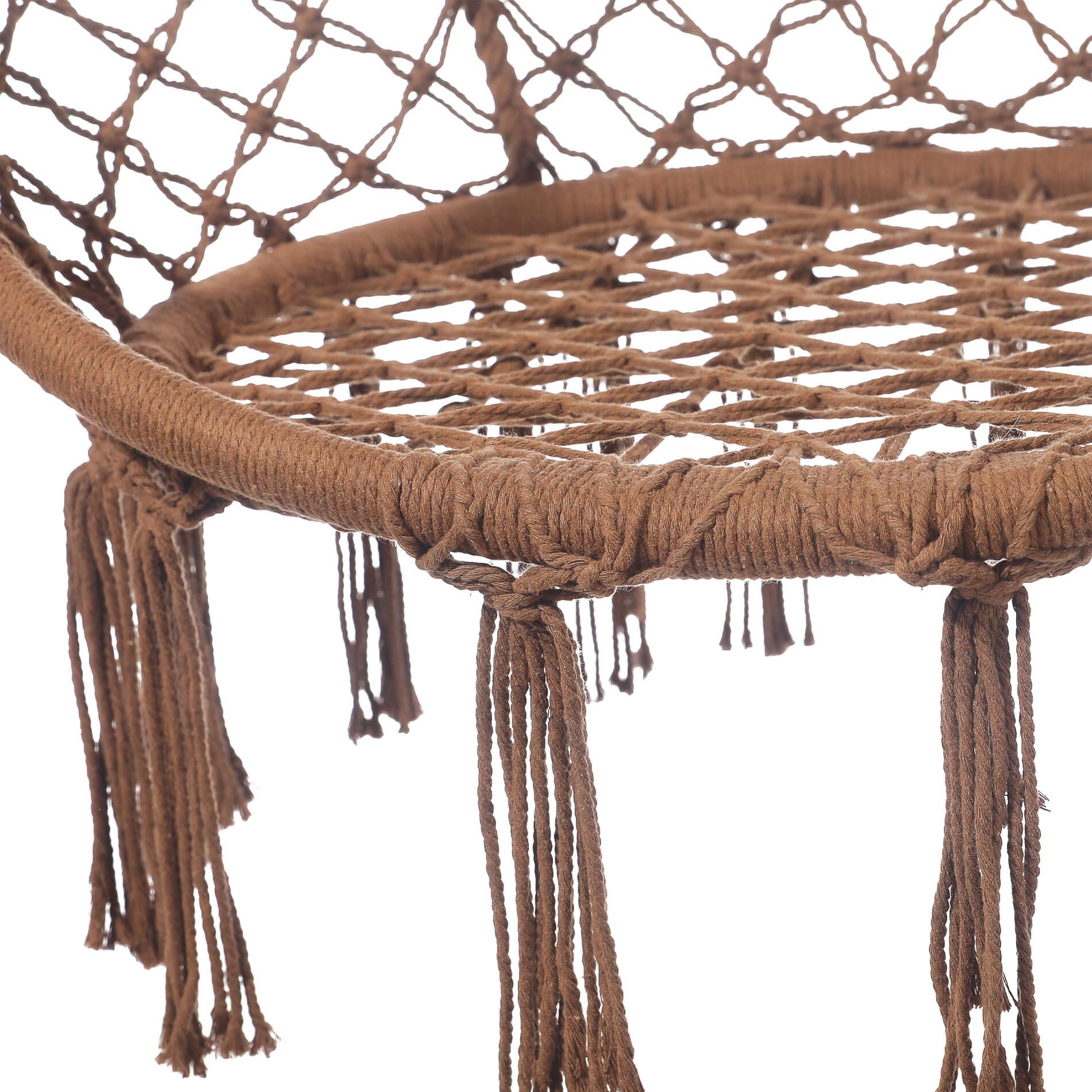 Rebecca Mobili Sedia Appesa, Poltrona a Dondolo, Marrone, Acciaio Policotone, per Esterno o Interno, Robusta, Stile Boho - Misure HxLxP: 120 x 80 x 60 cm - Art. RE7176
