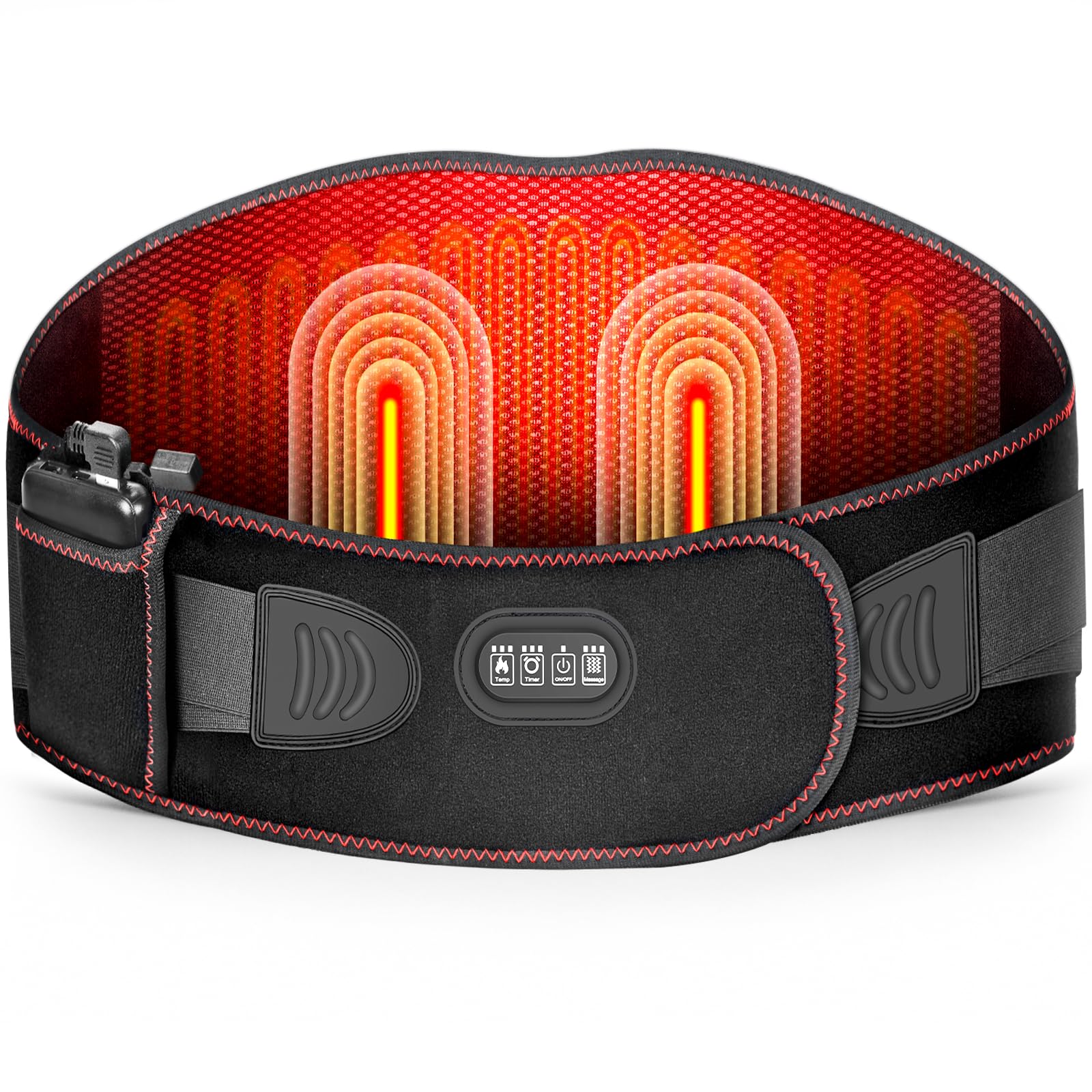 Ceinture Lombaire chauffante,Ceintur Dorsale Chauffante,Ceinture Massante Chauffante avec 3 Modes De Massage et 3 Niveaux de Température,Timer,pour Soulager des Douleurs Lombaires, Abdominales