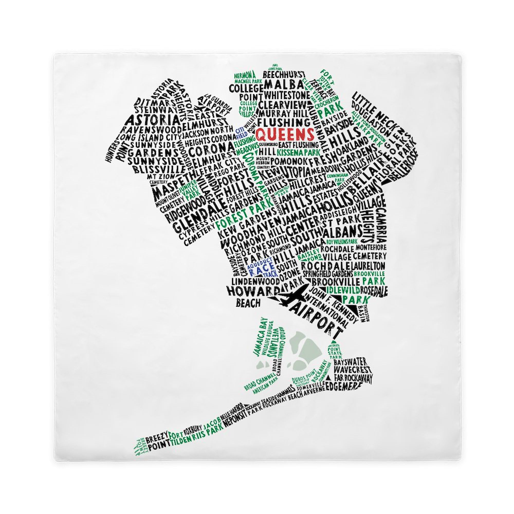 CafePress Queens New York Map Typography Queen Duvet Cover, Printed Comforter Cover, Unique Bedding
