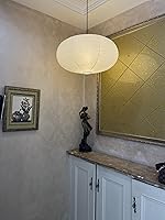 Vista 8 de Lámpara colgante oblata blanca grande 21.9 in (21,85 pulgadas) Chinses linterna decoración del hogar pantalla de techo de papel