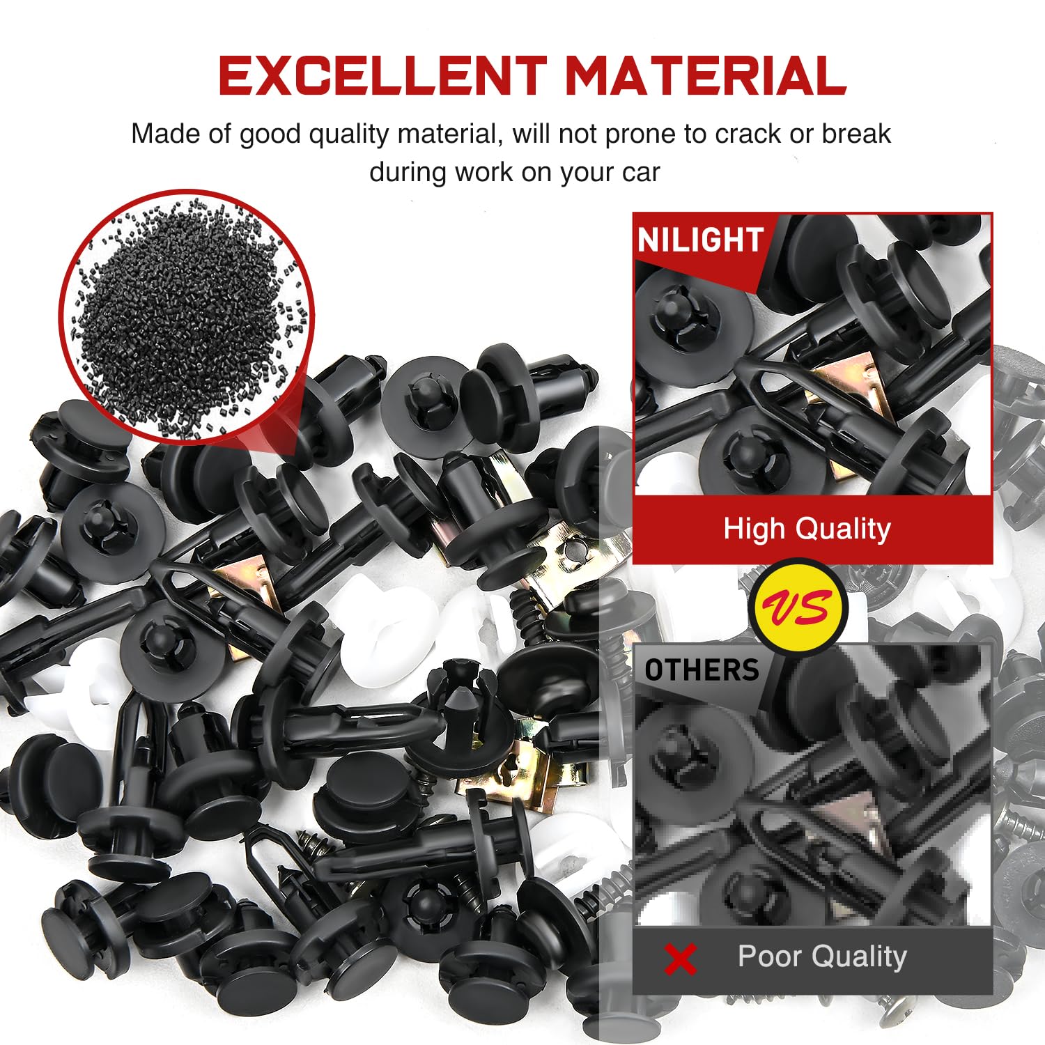 Nilight 1295-teiliges Auto-Halterungs-Clips, Auto-Befestigungs-Set, 37 Größen, Nylon, Stoßstangen-Nieten mit 5 Befestigungselementen, Entferner, 10 Kabelbinder für Toyota GM, Ford, Honda, Chevy, BMW,