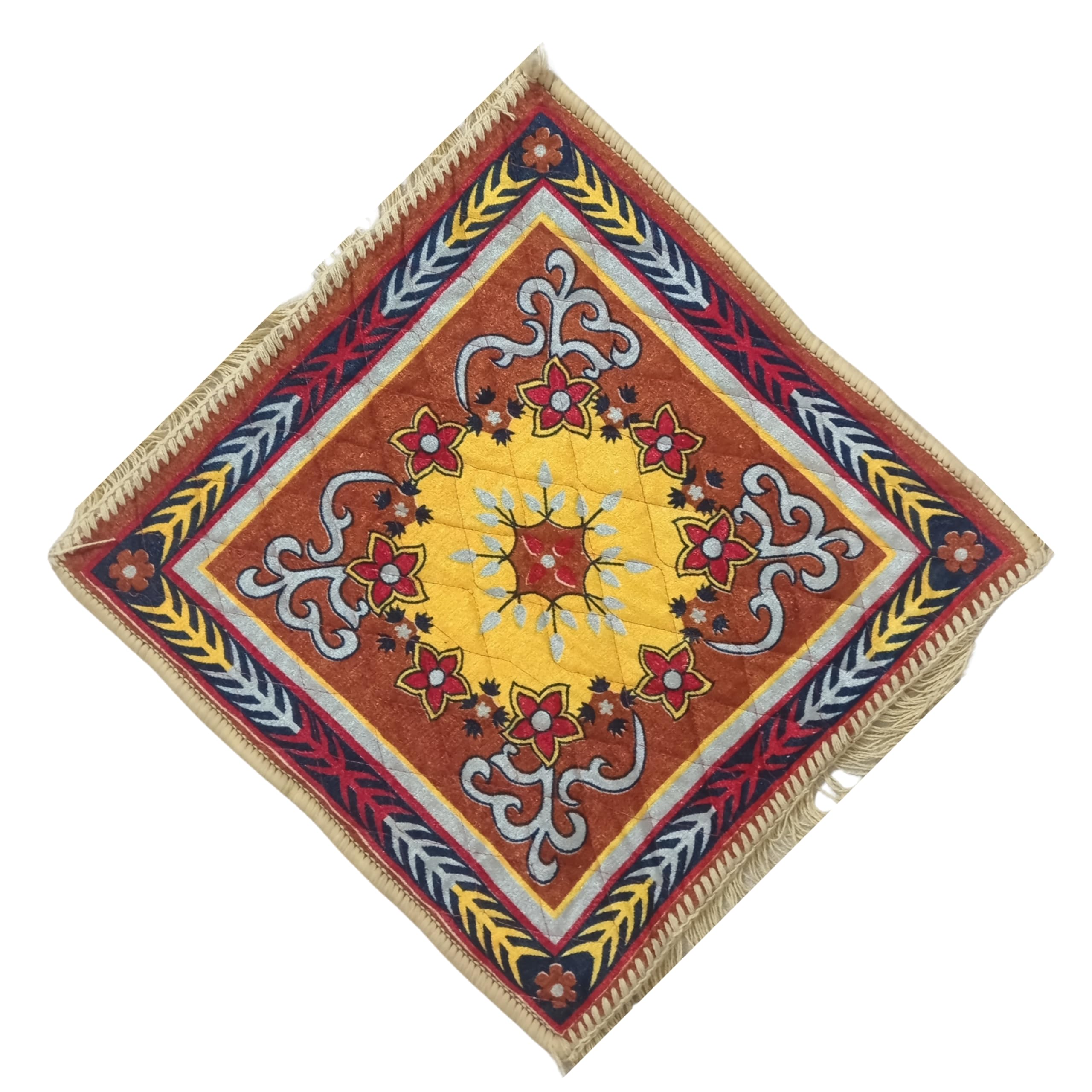 Velvet Prayer Mat/Pooja Mat – Mustard Color – Pack of 1 | 19x19 Inch Velvet Mat for Mandir, Chowki, Idol Placement & Daily Pooja Use | Soft Velvet Cloth for Worship & Temple Decoration-image-18