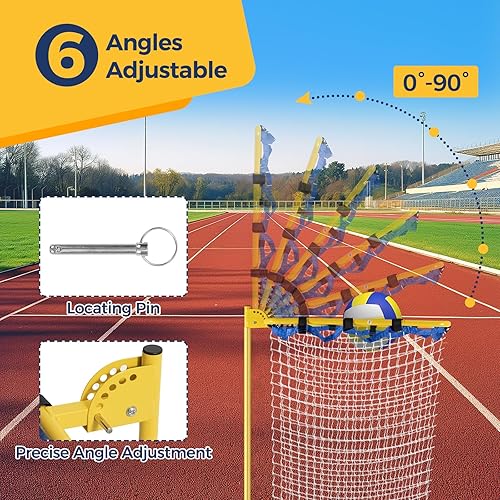 Miniatura 4 de Equipo de entrenamiento de voleibol de 8 alturas ajustables, resistente y duradera, red de entrenamiento de voleibol de 130 pulgadas, 6 ángulos
