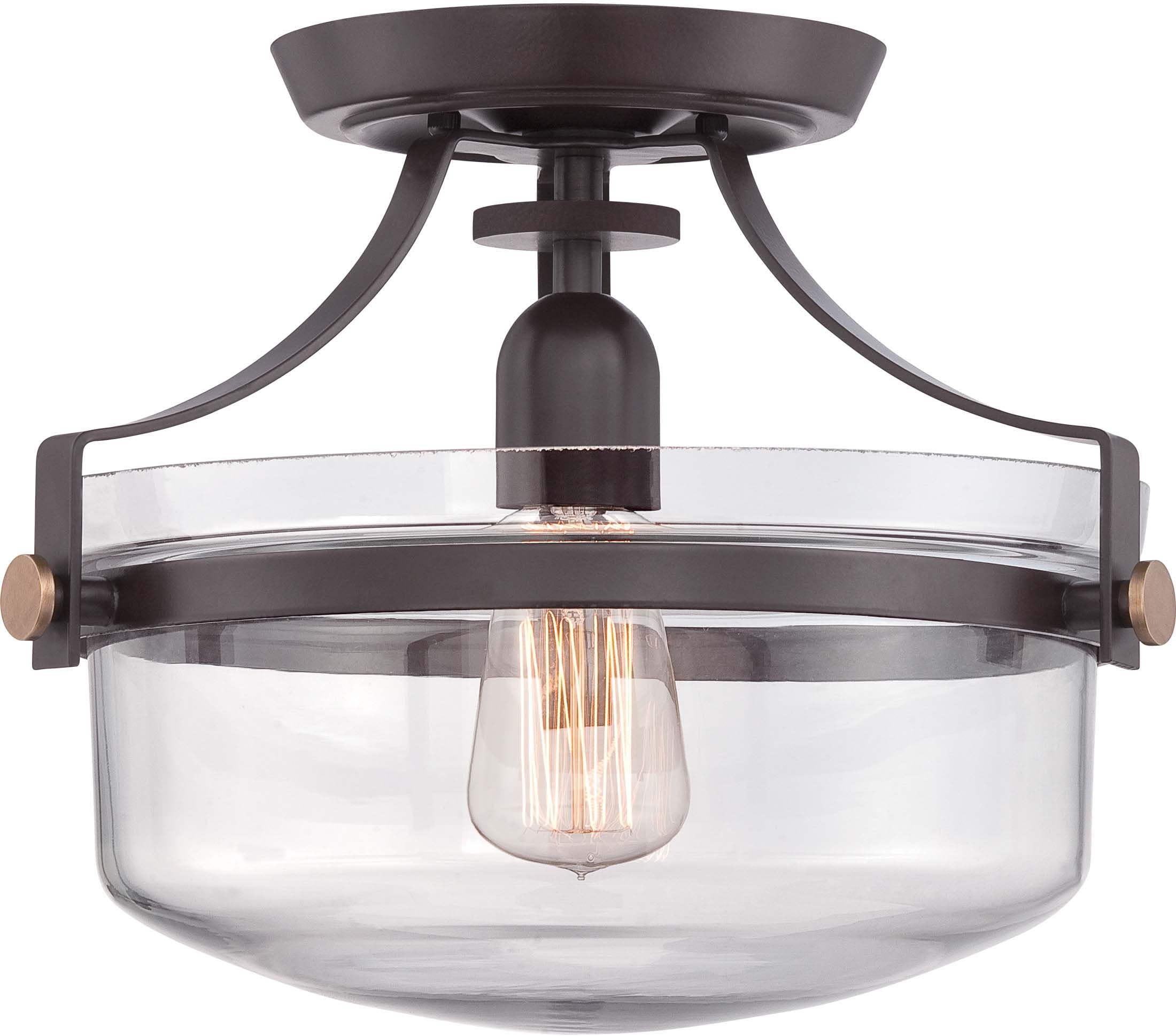 Quoizel UPPS1713WT Uptown Penn Station Semi Flush, 1-Light 100 Watts, Western Bronze