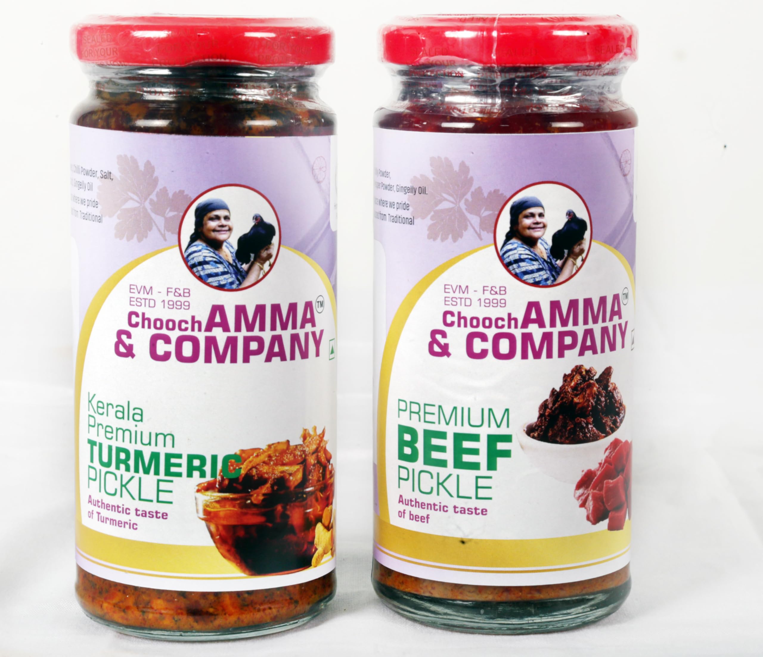 Chooch AMMA & COMPANY Homemade Meat Turmeric combo Pickle Pickle | Authentic Kerala Pickle | Spicy South Indian Pickle | Meat Turmeric ka Achaar | Natural, No artificial flavours | No Preservatives- 250 gm