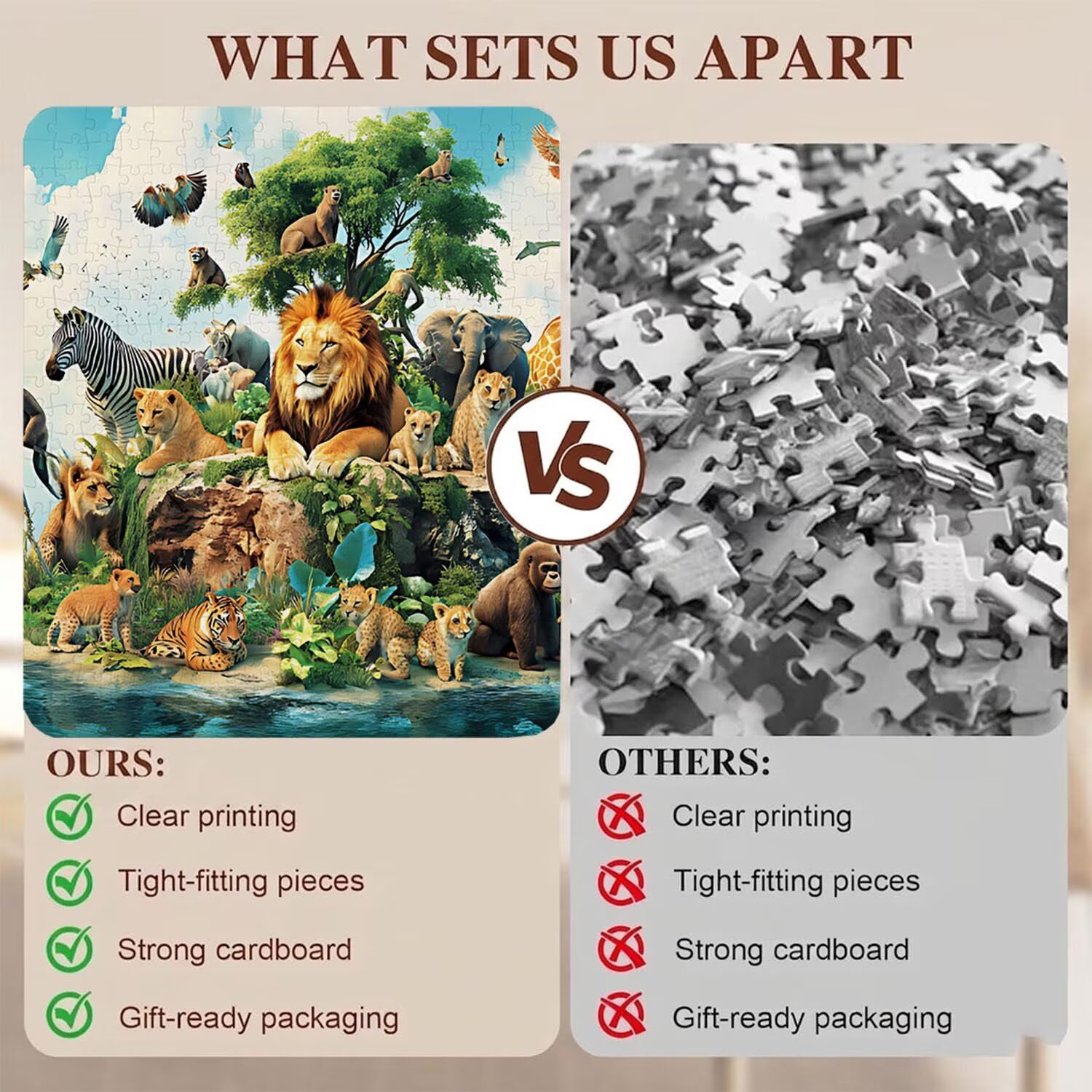 Puzzle 1500 Teile, Holzpuzzle Erwachsene 87 x 57 cm, Kniffliges Denksport Spiel, Großer Puzzlespaß für anspruchsvolle Liebhaber, Familienspiel, Puzzles für Dekor und Geschenk Tier kleine Insel f0-161