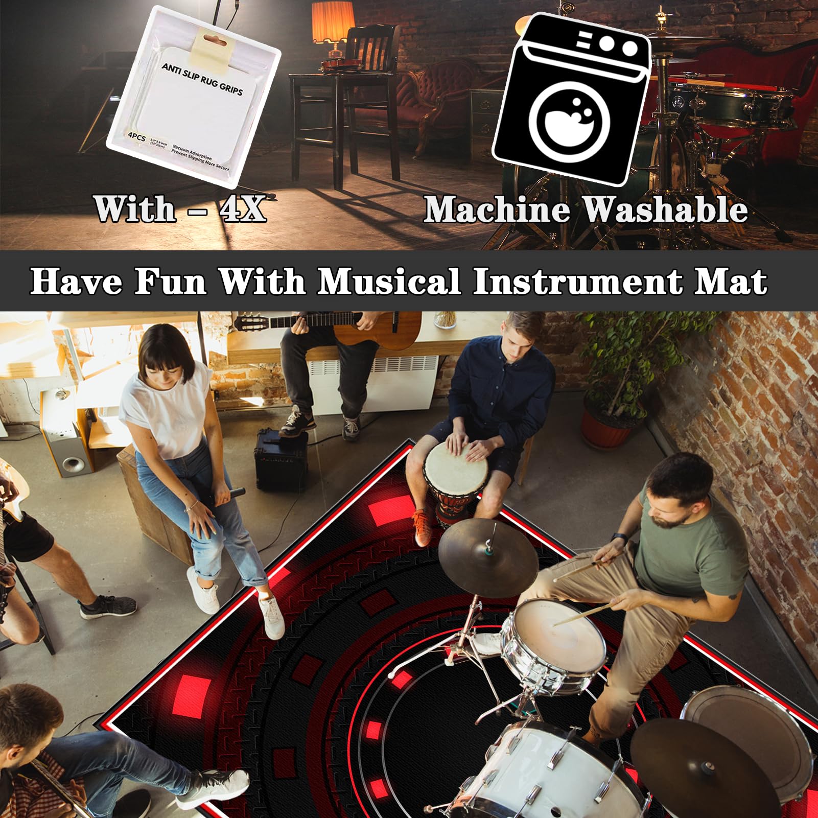 230 x 200 cm Tappeto per Batteria Acustica | Tappetino a Tamburo | Tappetino per Batteria Drum | Tappeto Insonorizzato per Batterie per Elettroniche Rullante Snare Drum Grancassa Strumenti Musicali