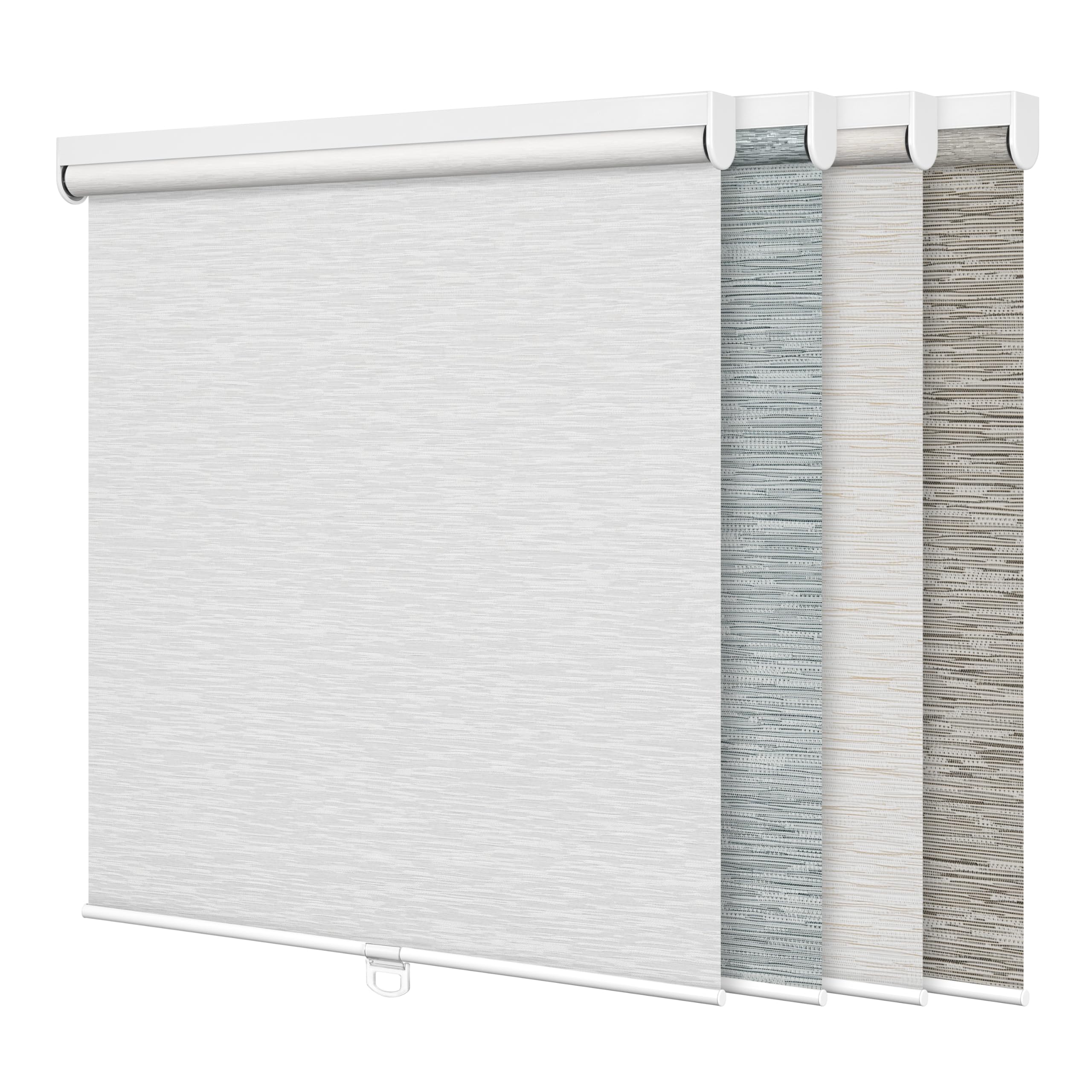 Boolegon Blackout or Light Filtering Roller Shades for Windows, Cordless Striped Jacquard Fabric Roller Blinds, UV Protection Shades for Home, Office, Light Filtering White, 45